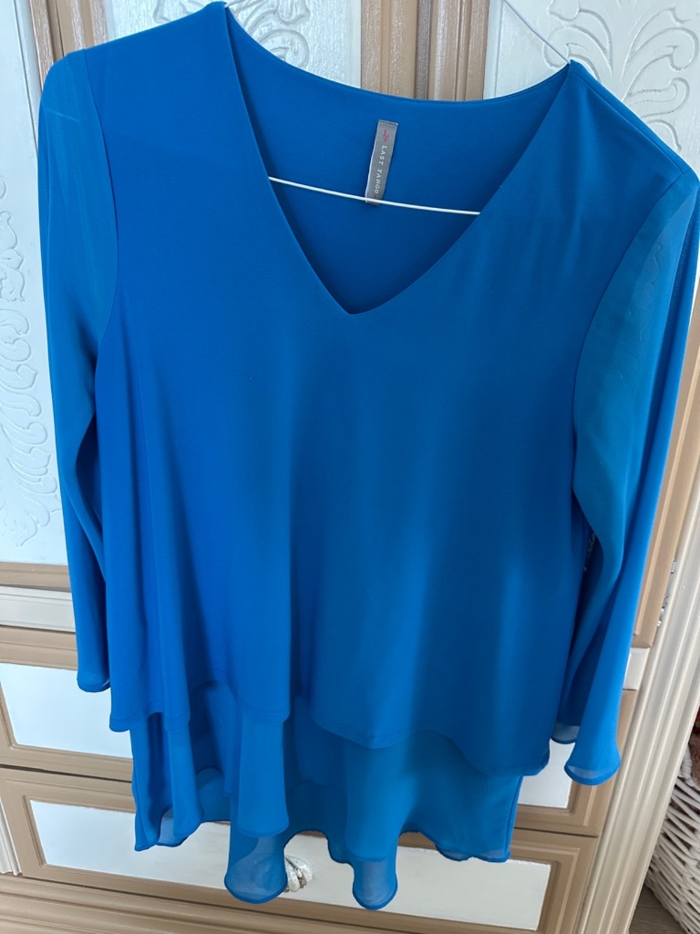 Last Tango Royal Blue V-Neck Layered Chiffon Tunic